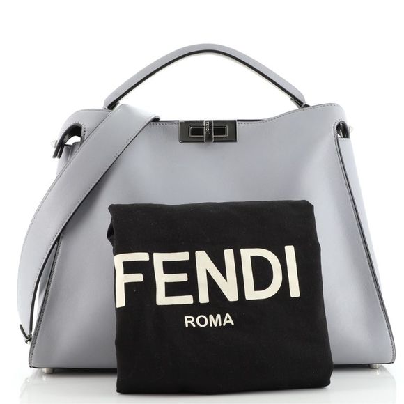Fendi Peekaboo X-Lite Bag Leather Medium Gray - Picture 2 of 7